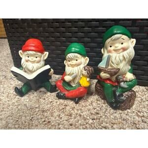 Vintage Lot of 3 Homco Ceramic Christmas Toymaker Elf Elves #5205 Figures